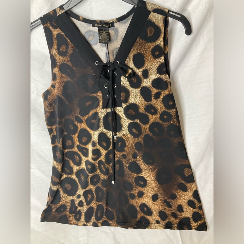 Susan Lawrence Brown and Black Fitted Sleeveless Tank Top